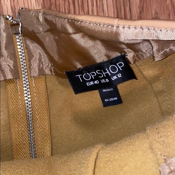 Top Shop Beige Vinyl Skirt - Picture 3 of 4